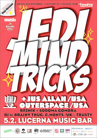 Flyer k akci JEDI MIND TRICKS starring in Animal Rap Boombox (čt 05. 2. 2009 21:00) Lucerna - Music Bar, Praha (CZ)