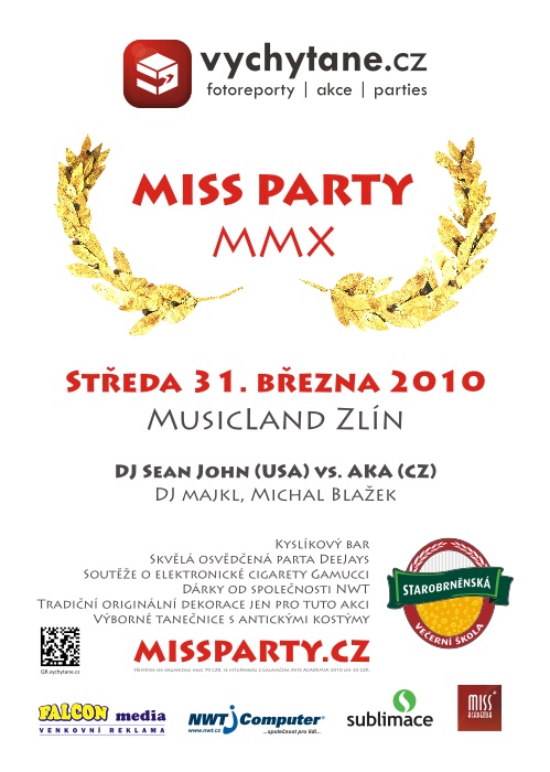 Flyer k akci MISS PARTY MMX (2010) (st 31. 3. 2010 21:00) MusicLand Live, Zlín (CZ)