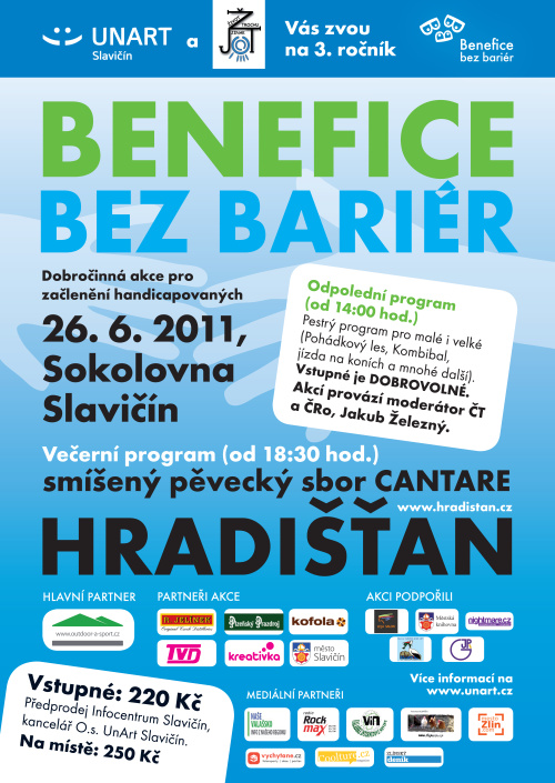 Flyer k akci Benefice bez barier (ne 26. 6. 2011 14:00) Sokolovna, Slavičín (CZ)