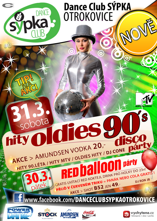 Flyer k akci ☆☆☆ Hity OLDIES 90´s Disco párty ☆☆☆ Dance Club Sýpka Otrokovice (so 31. 3. 2012 21:00) Sypka Undeground, Otrokovice (CZ)