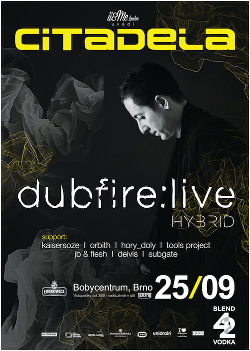 Flyer k akci Dubfire: live HYBRID @ CITADELA (pá 25. 9. 2015 21:00) Boby Centrum, Brno (CZ)