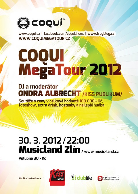 Flyer k akci Coqui Mega Tour 2012 (pá 30. 3. 2012 21:00) MusicLand Live, Zlín (CZ)