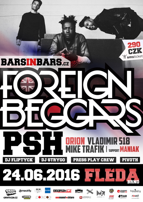 Flyer k akci BARS IN BARS no.2: Foreign Beggars (pá 24. 6. 2016 16:00) Malá Amerika, Brno (CZ)