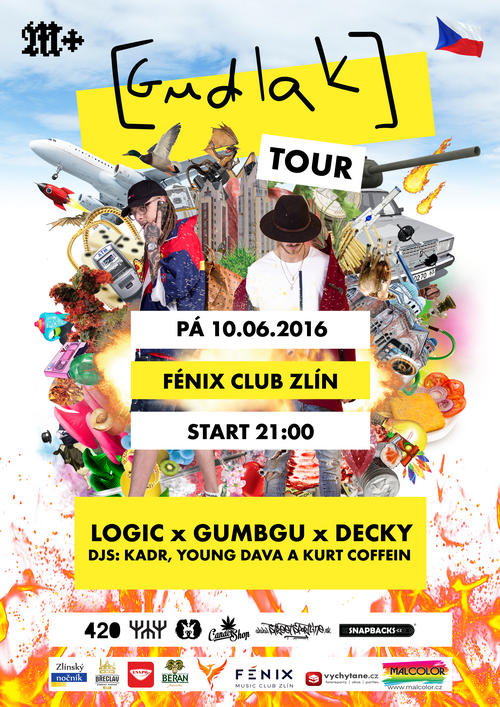Flyer k akci GUDLAK tour - Logic x Gumbgu x Decky (pá 10. 6. 2016 21:00) FÉNIX - Music club Zlín, Zlín (CZ)