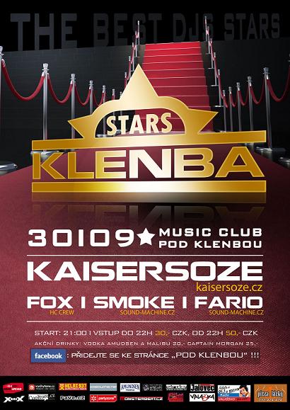 Flyer k akci KLENBA STARS feat. KAISERSOZE (pá 30. 9. 2011 21:00) Multikino Golden Apple Cinema, Zlín  (CZ)