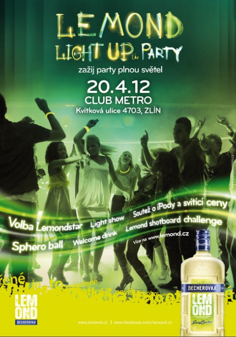 Flyer k akci LEMOND LIGHT UP THE PARTY - Vyhraj iPod2! (pá 20. 4. 2012 22:00) Metro, Zlín (CZ)