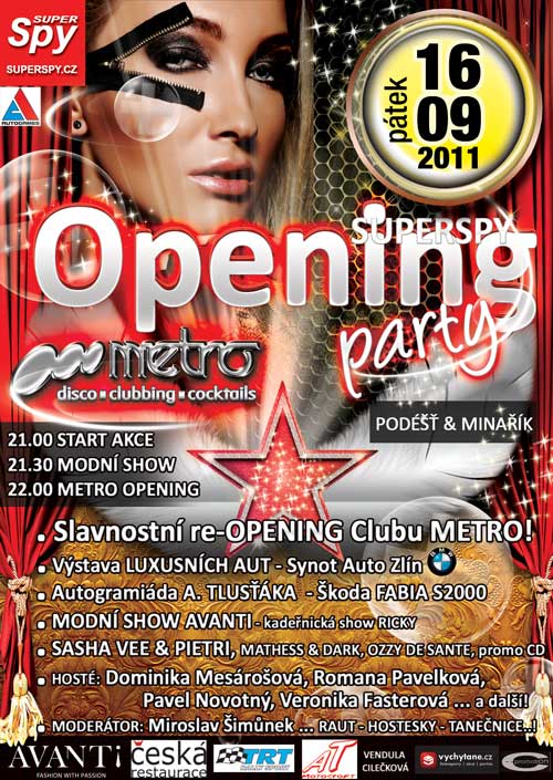 Flyer k akci METRO - ★SUPERSPY OPENING PARTY!★ (pá 16. 9. 2011 21:00) Metro, Zlín (CZ)