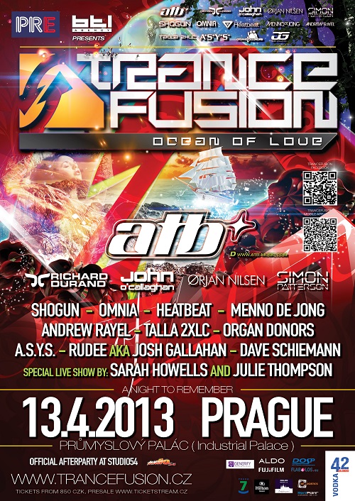 Flyer k akci Trancefusion Ocean of Love (so 13. 4. 2013 21:00) Průmyslový palác (areál Výstaviště Holešovice), Praha 7 (CZ)