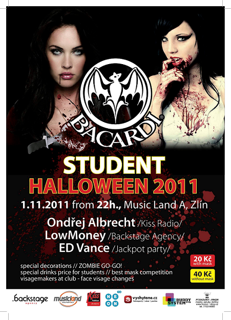 Flyer k akci Student Halloween 2011 (út 01. 11. 2011 22:00) MusicLand Live, Zlín (CZ)