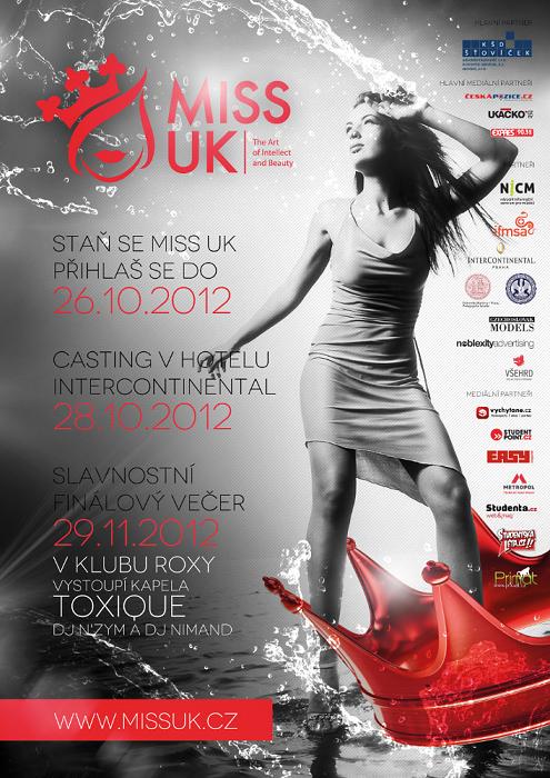 Flyer k akci Miss Univerzity Karlovy (čt 29. 11. 2012 21:00) Roxy, Praha (CZ)