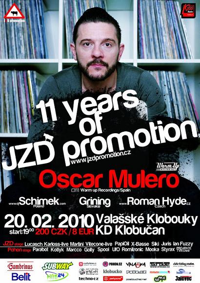 Flyer k akci 11 years of JZD promotion  (so 20. 2. 2010 19:00) KD Klobučan, Valašské Klobouky (CZ)